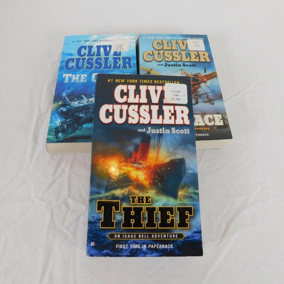 Lot of 3 Clive Cussler Isaac Bell Series PB Novels Chase Race Thief Justin Scott - Picture 1 of 10